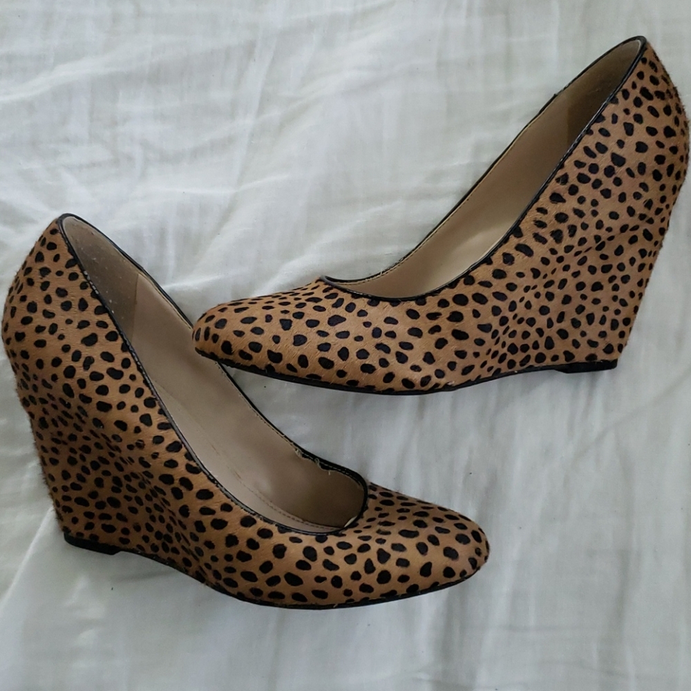 Banana Republic Leopard fur wedges